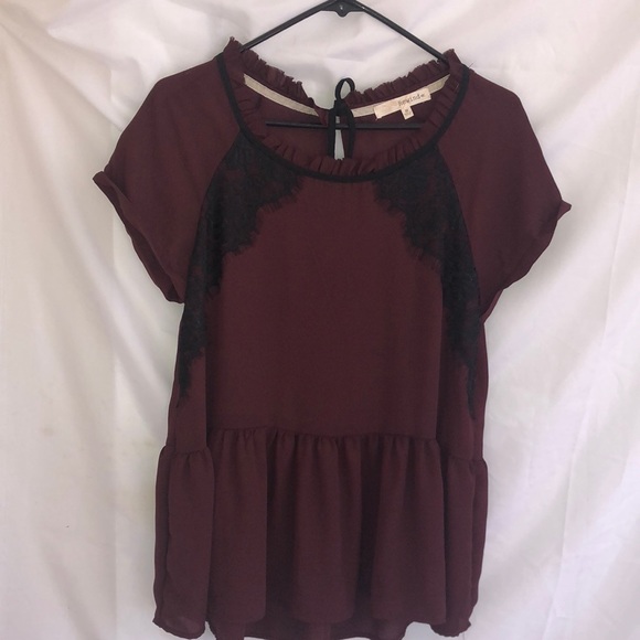 Tops - Burgundy and Black Blouse